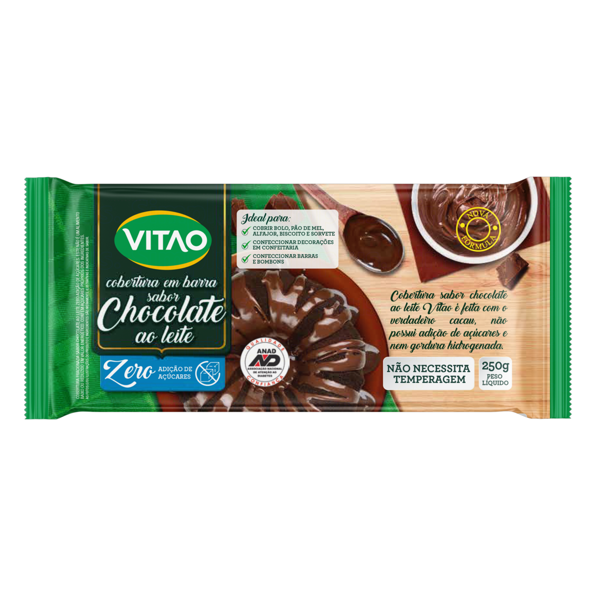 CHOCOLATE BARRA ZERO VITAO LEITE 250G