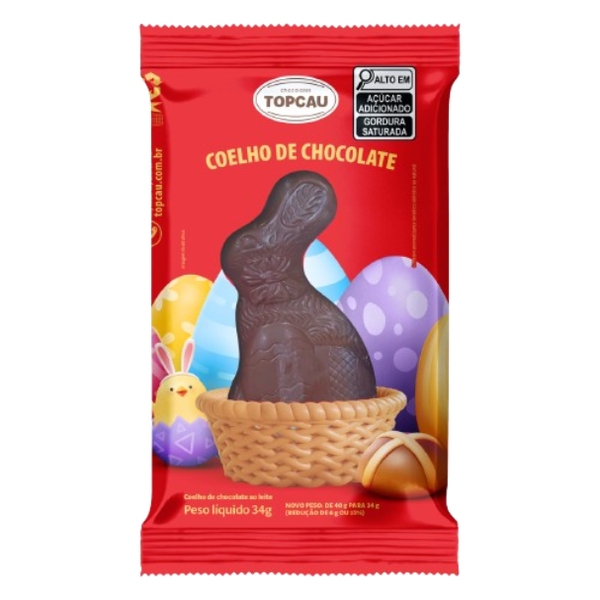 COELHO DE CHOCOLATE AO LEITE TOPCAU 34G