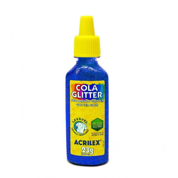 COLA COM GLITTER ACRILEX AZUL 23G
