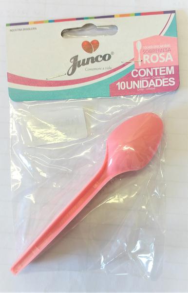 COLHER PLAST JUNCO SOBREMESA 10UN ROSA