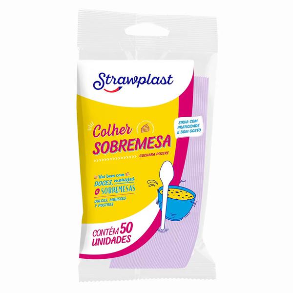 COLHER SOBREMESA LILAS CANDY C/50UN STRAWPLAST