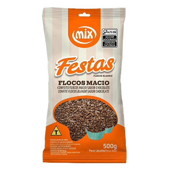 CONFEITO FLOCOS MACIO CHOCOLATE ESCURO 500G MIX