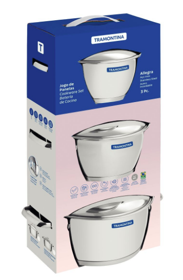 CONJ TRAMONTINA ALLEGRA 3PC ACO INOX