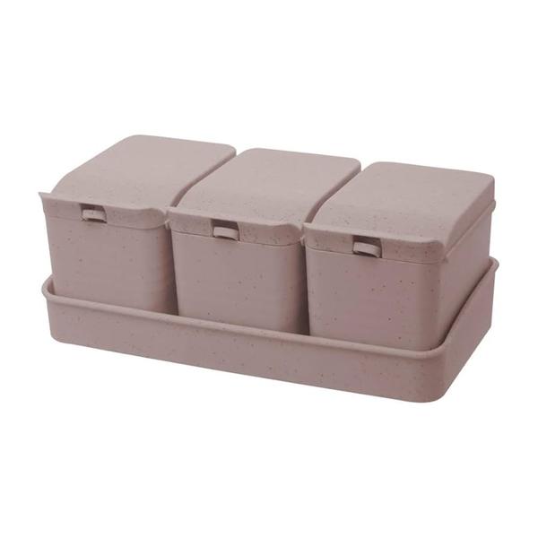 CONJ.PORTA TEMPEROS LYOR BAMBU E PP C/BANDEJA LINES C/3UN COD.4964