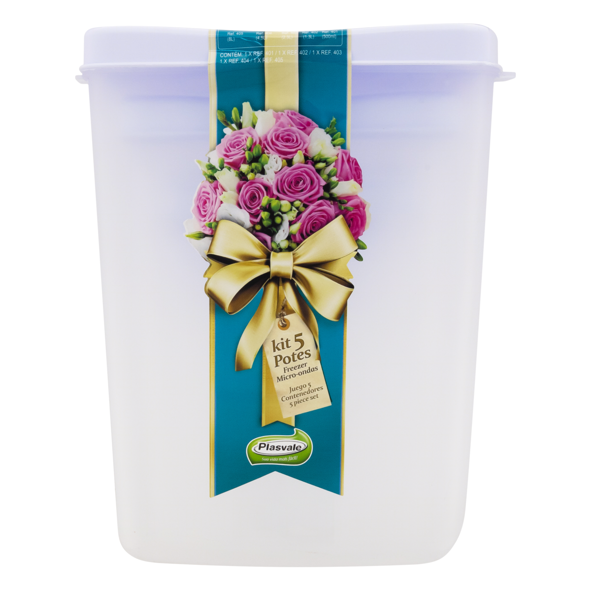 CONJ POTE PLASVALE QUADRADO 5PCS