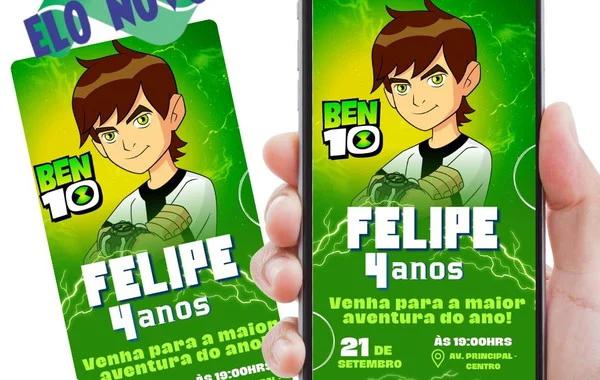 CONVITE BRINK-BEM FESTAS BEN 10  8 UNIDADES