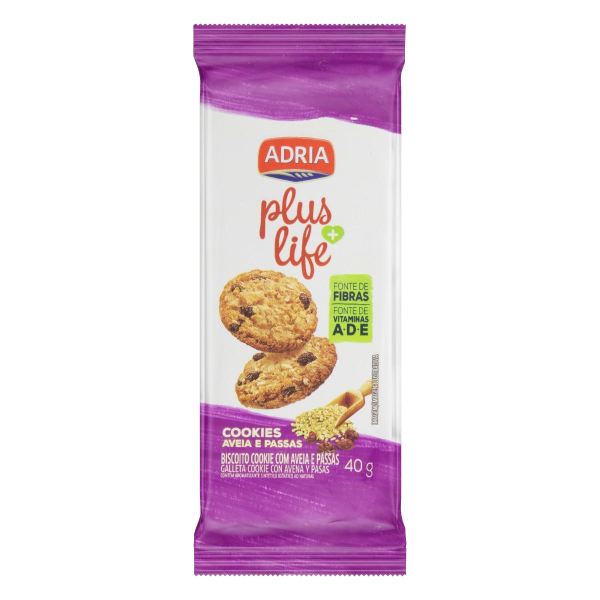 BISCOITO ADRIA COOKIES E PASSAS 40G