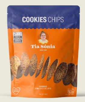 COOKIES CHIPS CHURROS COM DOCE DE LEITE TIA SONIA 80G