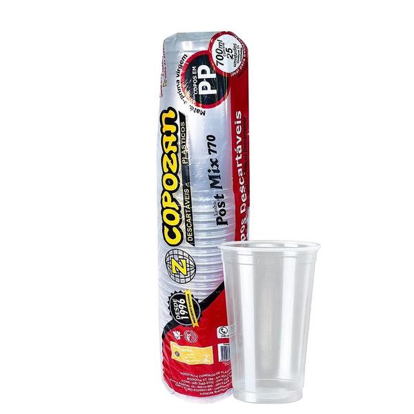 COPO DESCARTAVEL COPOZAN TRANS. 700ML COM 25