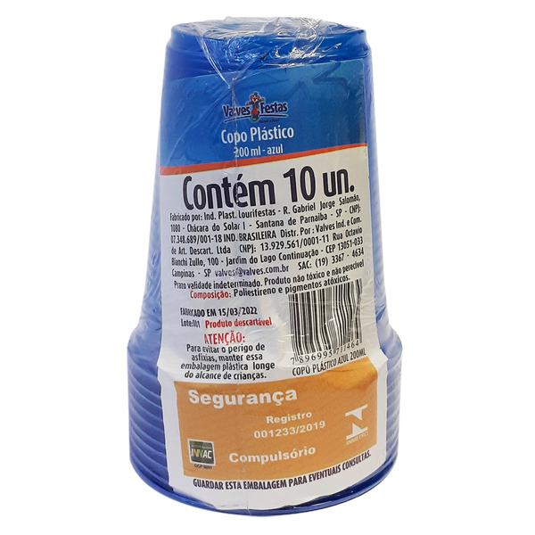 COPO FEST LAR PLAST 200ML 10UN AZUL