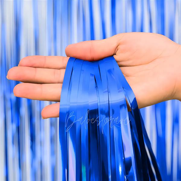 CORTINA DE FITA JUNCO METALIZADA AZUL ROYAL 1X2M 