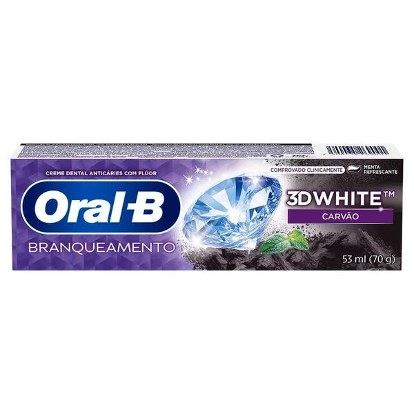 CREME DENTAL ORAL B 70G 3D WHITE CARVAO ATIVADO