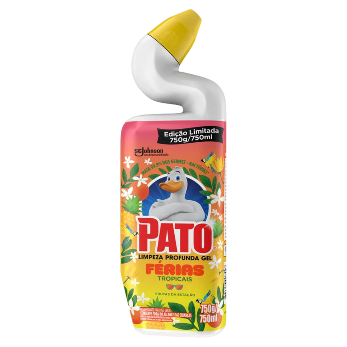 Desinfetante Uso Geral Frutas da Estação Pato Limpeza Profunda Férias Tropicais Squeeze 750ml