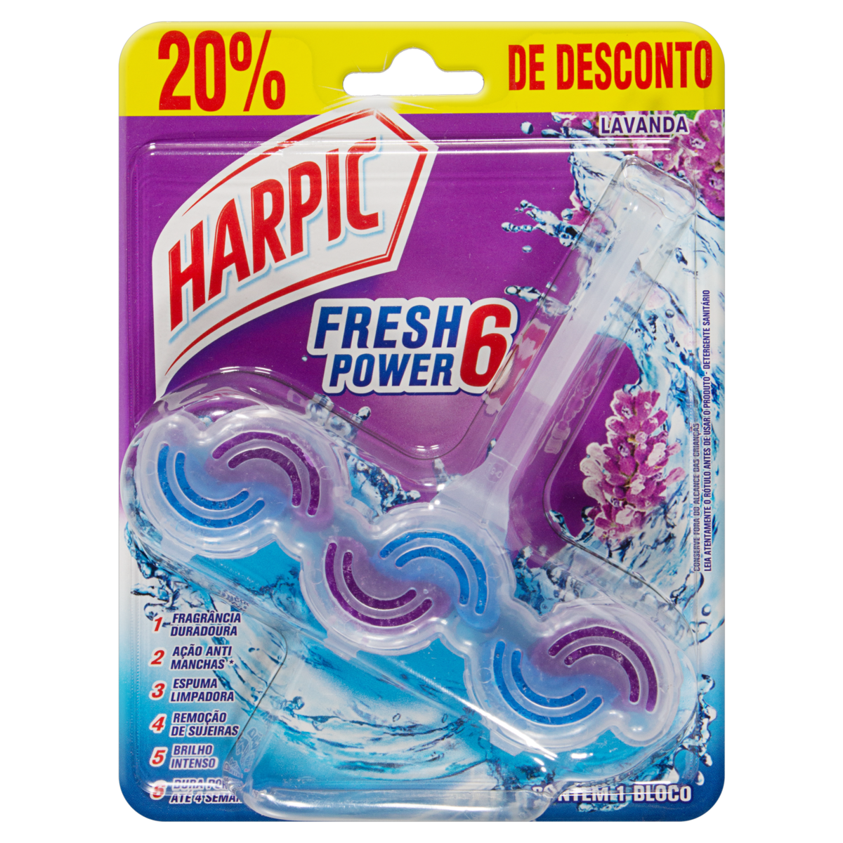 PEDRA SANITARIA HARPIC POWER6 FRESH LAVANDA 39G