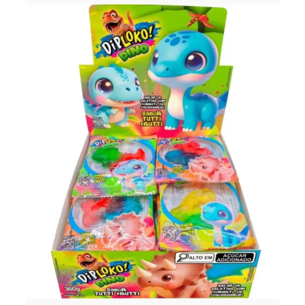 Bala Goma Dip Loko 15G  Dinossauro Gummy