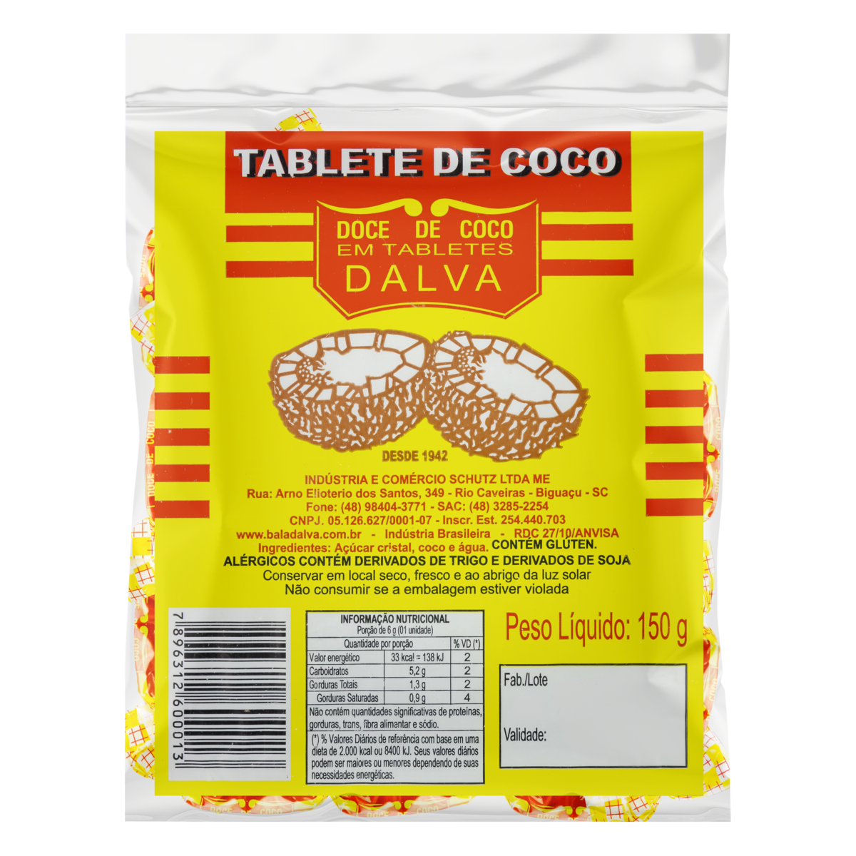 BALA DE COCO DALVA 150G