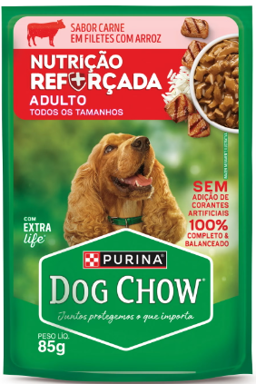 DOG CHOW ADULTO CARNE E ARROZ SACHE 85G