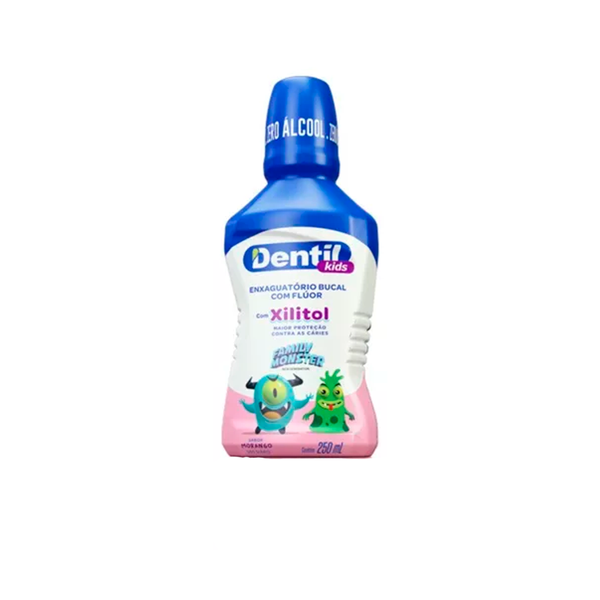 ENXAGUANTE BUCAL DENTIL KIDS ZERO ALCOOL FAMILY MONSTER MORANGO 250ML