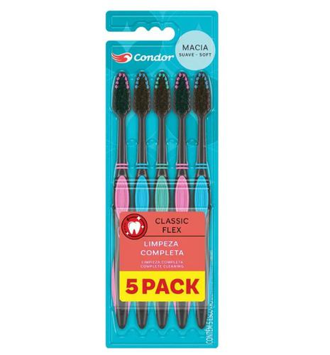 ESCOVA DENTAL CONDOR DYNAMIC BLACK PAC 5 UNIDADES