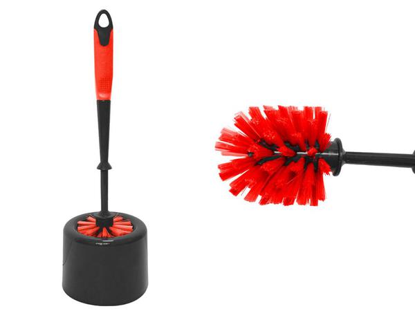 ESCOVA SANITARIA C/SUPORT TAM UNICO VERMELHO/CINZA