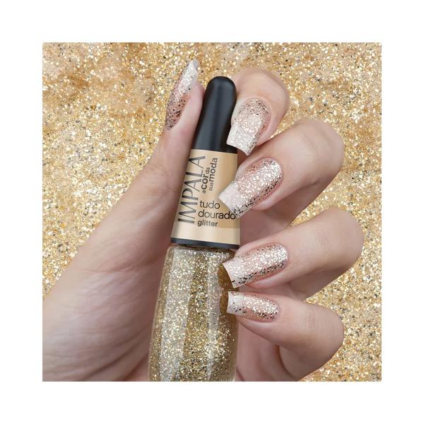 ESMALTE IMPALA GLITTER TUDO DOURADO