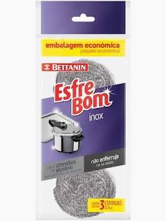 Esponja Aco Inox Esfrebom 3Un