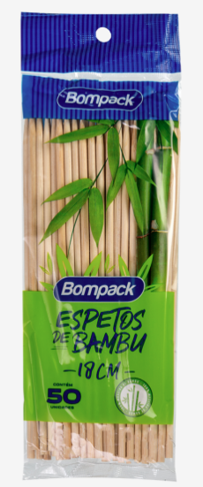 ESPETO CHURRASCO BAMBU BOMPACK 18CM