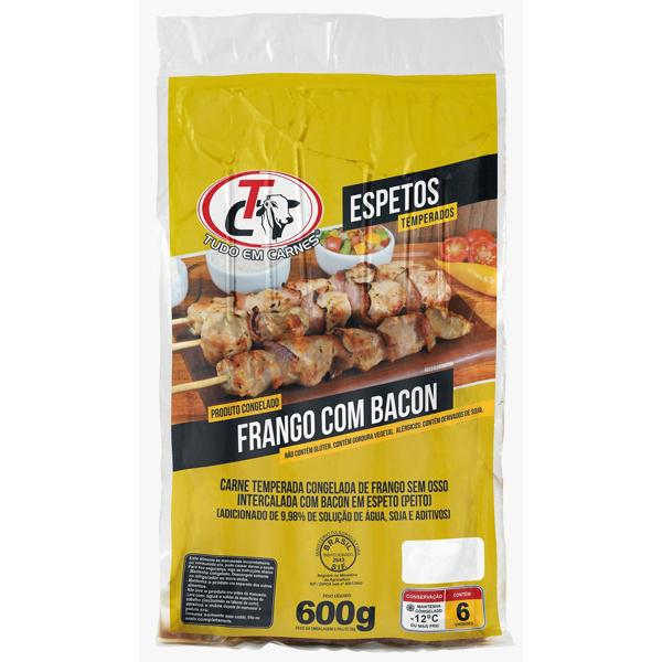 ESPETINHO TUDO EM CARNES 600G FRANGO C/ BACON