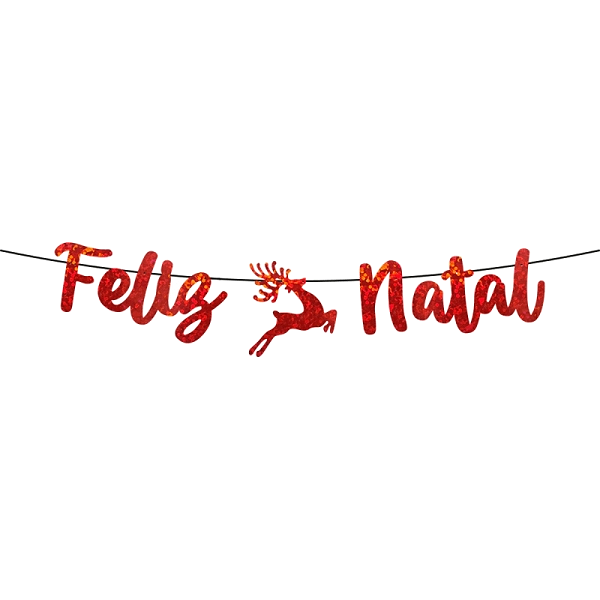 FAIXA HOLOGRAFICA VERMELHA FELIZ NATAL UN REGINA