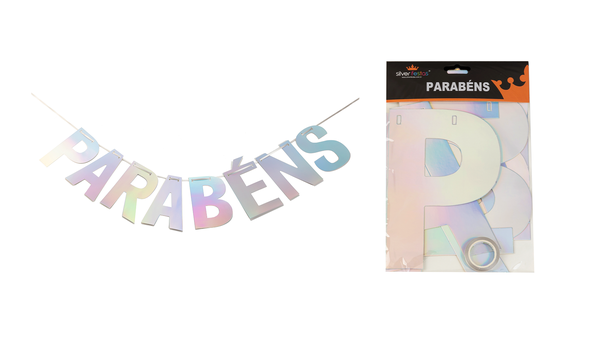 FAIXA PARABENS FURTA COR SILVER PLASTIC