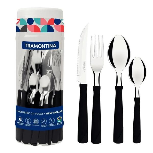 FAQUEIRO TRAMONTINA NEWKOL.PRETO 24PCS
