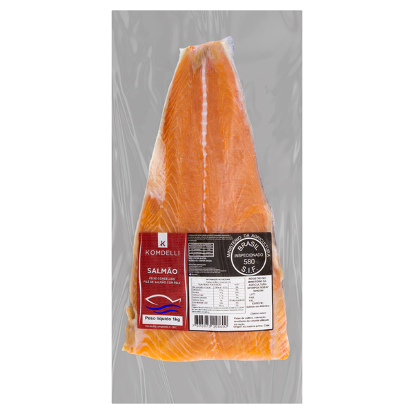 FILE DE SALMAO PEDACO COM PELE KOMDELLI 1KG