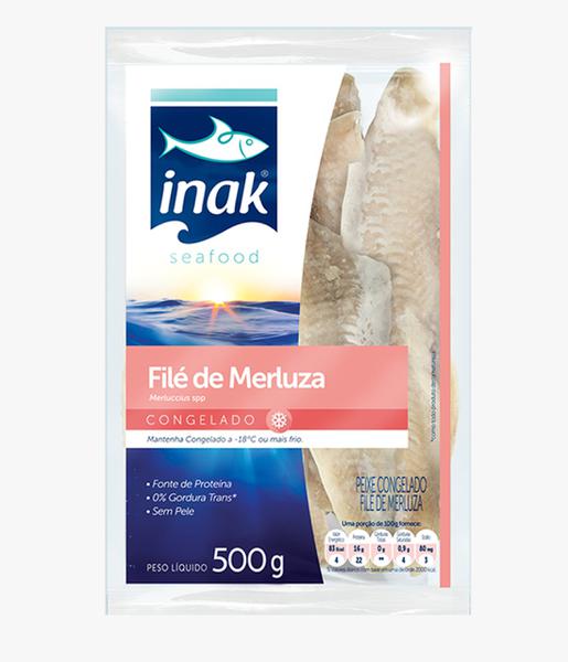 FILE DE MERLUZA CONGELADO S/PELE INAK 500G