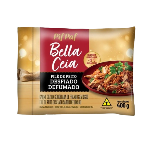 FILE DE PEITO DE FRANGO PIF PAF 400G DESFIADO DEFUMADO CONGELADO