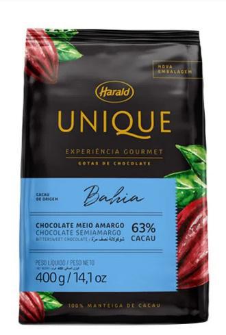 GOTAS CHOCOLATE UNIQUE BAHIA 63% CACAU 400G HARALD