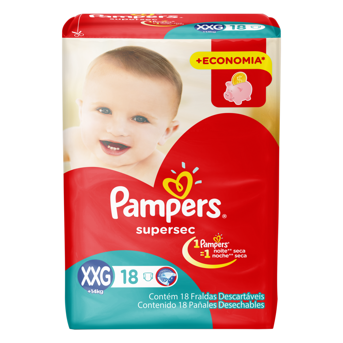 Fralda Pampers Supersec Pacotao Xxg C/18