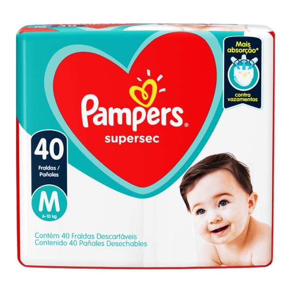 FRALDA PAMPERS SUPERSEC MEGA M C/40