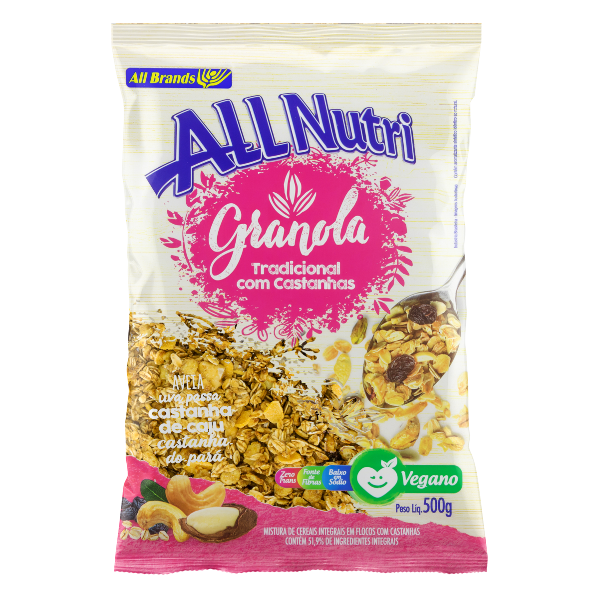 GRANOLA ALL NUTRI 500G C/CASTANHA 
