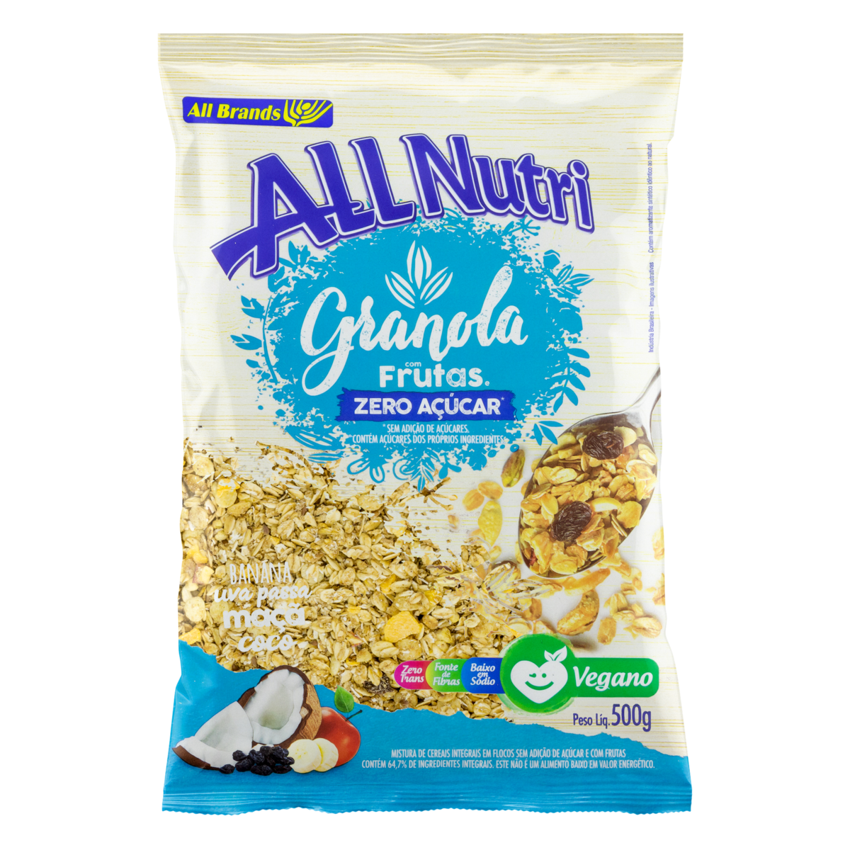 GRANOLA ALL NUTRI 500G ZERO ACUCAR C/FRUTAS