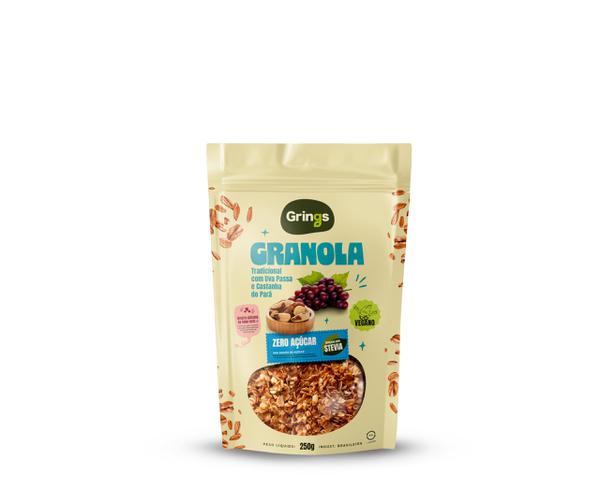 GRANOLA GRINGS ZERO TRADICIONAL C/ UVA PASSA E CASTANHA DO PARA 250G