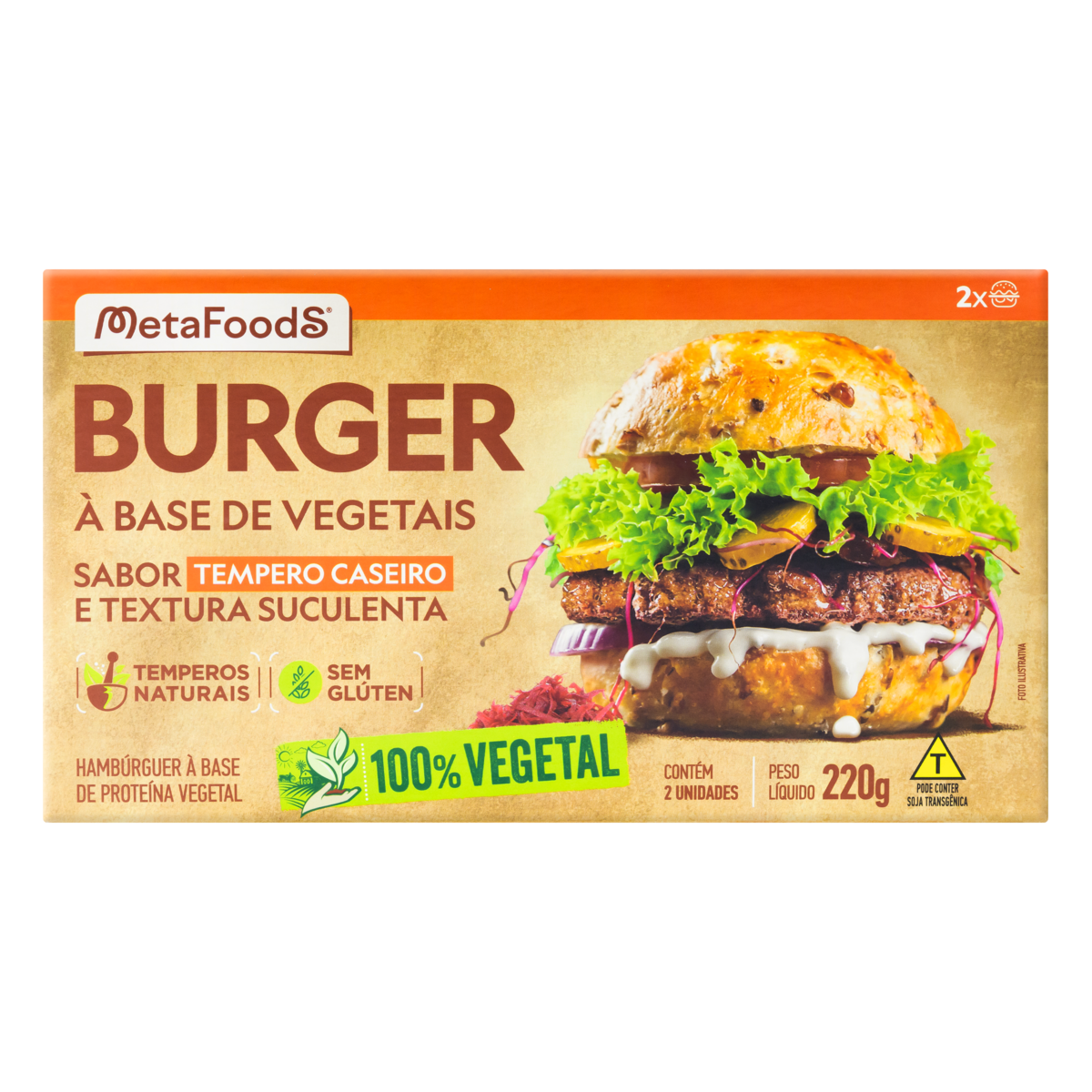 HAMBURGUER VEGETAL META FOODS 220G CASEIRO