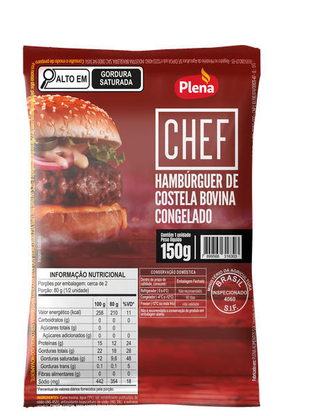 HAMB PLENA COSTELA BOVINA GOURMET 150G