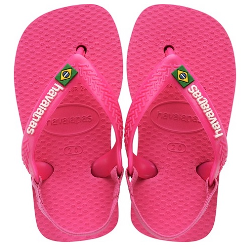 SAND. HAVAIANAS BABY BRASIL LOGO ROSA FLUX%BRANCO 17/18