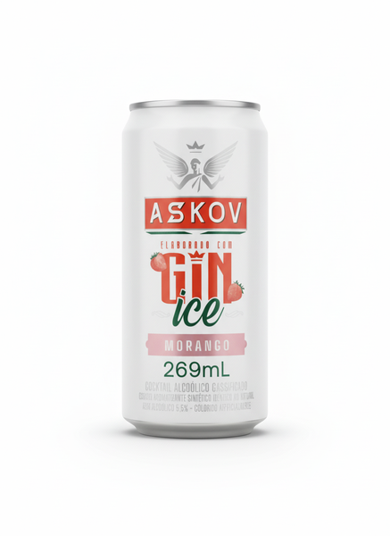 VODKA ASKOV GIN ICE MORANGO LT 269ML