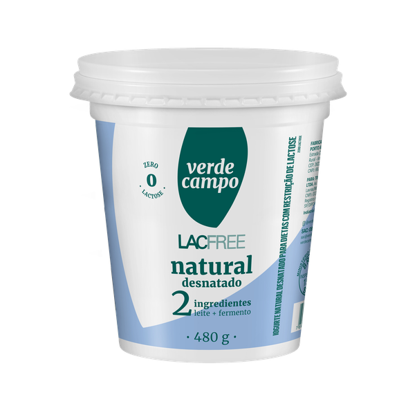 Iogurte Verde Campo Pote Natural 480g Lacfree Desnatado