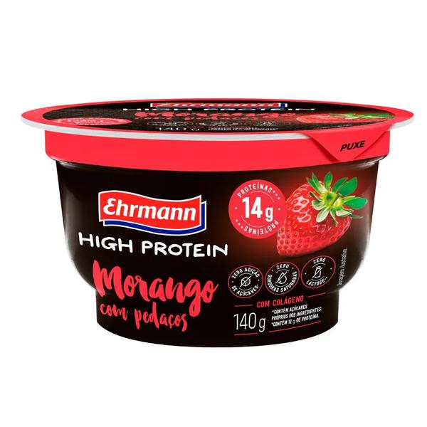 Iog Ehrmann Whey 15g 140g Morango C/ Pedaços
