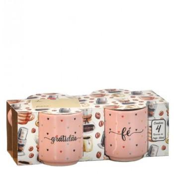 JG C/ 04 CANECAS 58ML DECORADA COLOR