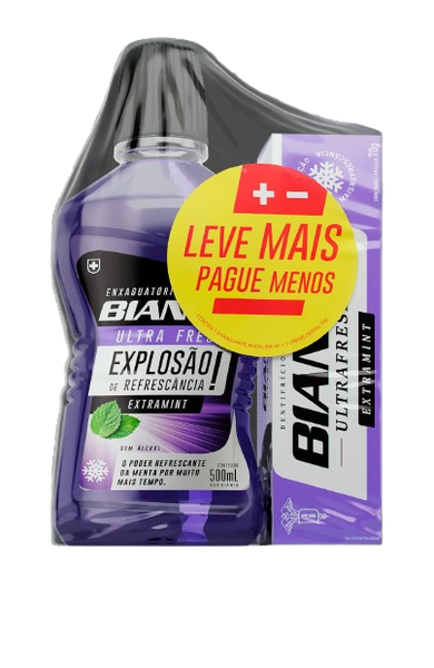 Kit Bianco Enxaguante Bucal 500ml + Creme Dental 70g Extramint