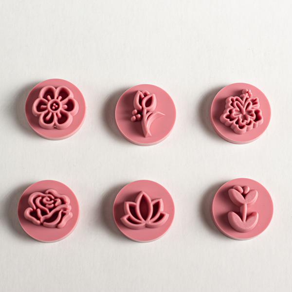 KIT CARIMBOS FLORES ROSA BEBE 2CM BLUESTAR