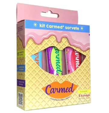 KIT HIDRATANTE LABIAL CARMED 3UN SORVETE
